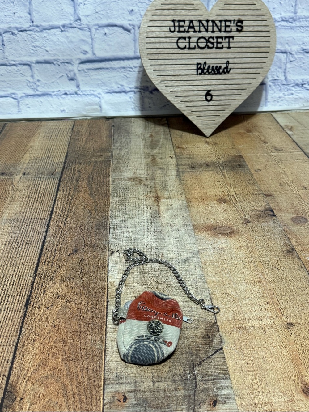 Andy Warhol Campbell soup replacement coin pouch on chain